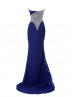 Sweetheart Neckline Royal Blue Chiffon Beads Long Prom Dress 